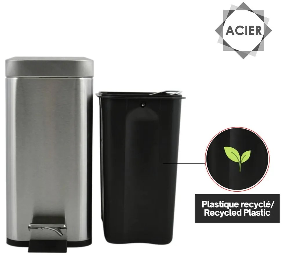 Nášľapný oceľový odpadkový kôš v matne striebornej farbe 5 l Erik – Spirella