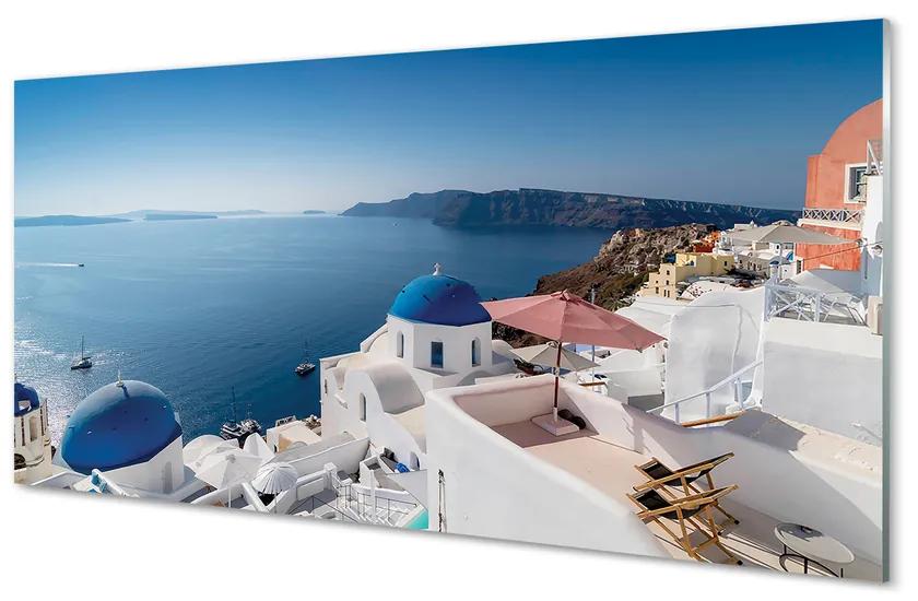 Obraz na akrylátovom skle Grécko sea panorama budov 140x70 cm