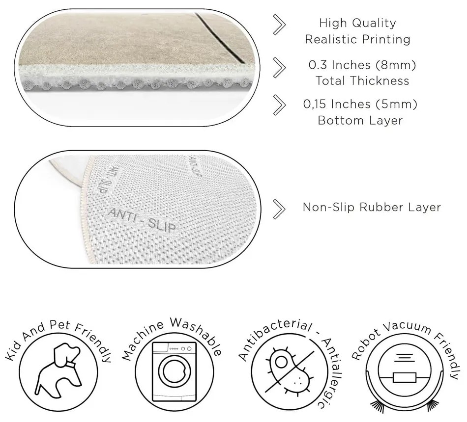 Béžový prateľný okrúhly koberec ø 100 cm Simple Lines – Mila Home