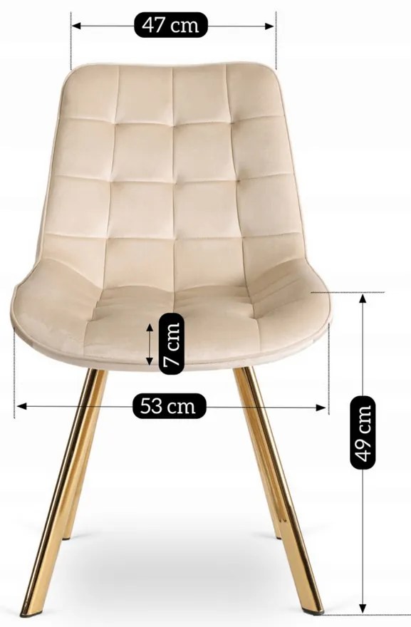 Vintino kreslo DORIS Velvet - bežová farba, nohy zlate - vintino.sk