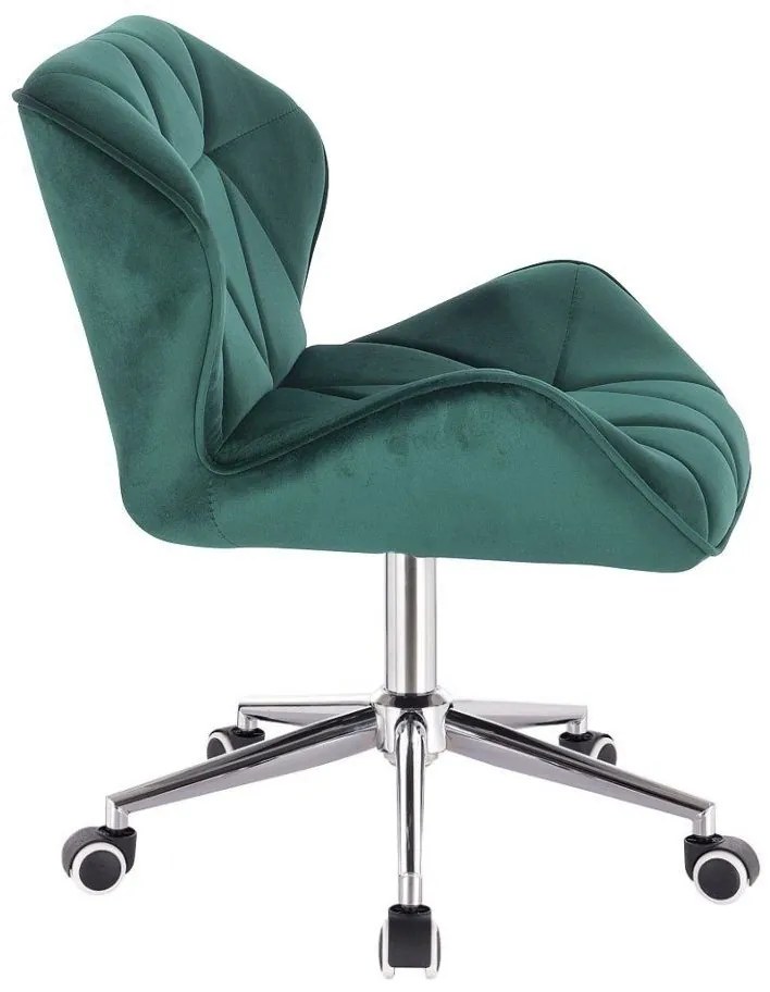 LuxuryForm DESIGN Stolička MILANO VELUR na striebornej podstave s kolieskami - zelená
