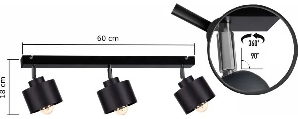 Bodové svietidlo SIMPLY BLACK 3xE27/60W/230V