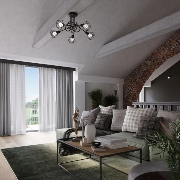 Sollux SL.1110 - Luster na tyči ARTEMIS 5xE14/40W/230V čierna