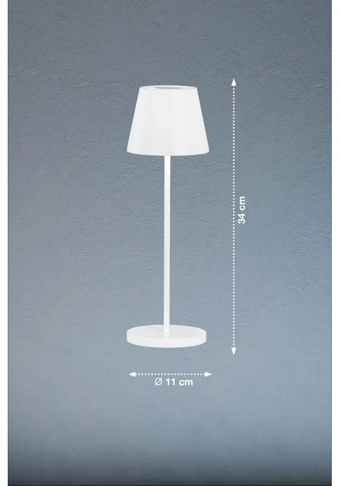 Biela LED stmievateľná stolová lampa s kovovým tienidlom (výška 34 cm) Cosenza 2.0 – Fischer &amp; Honsel