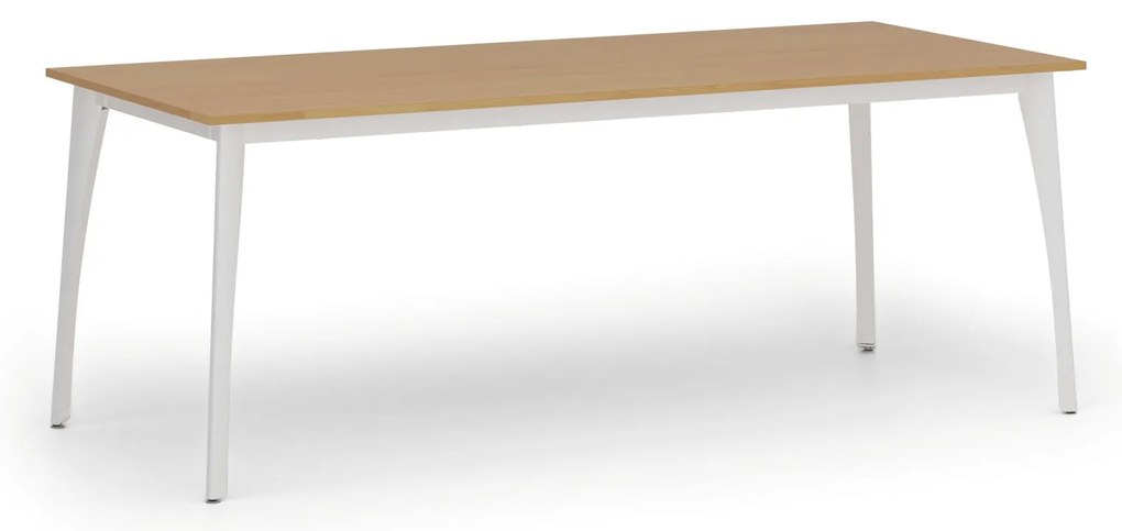 Rokovací kancelársky stôl PRIMO OMEGA, 200x90 cm, biela podnož, buk