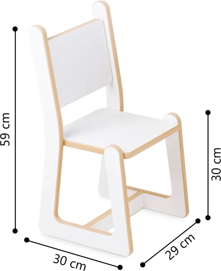 Montessori súprava do detskej izby – stôl a stolička, biela