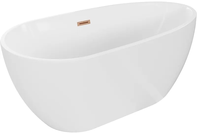 Mexen Eos, voľne stojaca vaňa 150 x 75 cm, biela, medený prepad, 52471507500-65