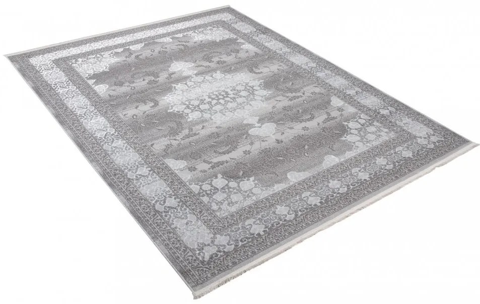 Exkluzívny bielo-sivý dizajnový interiérový koberec so vzorom Šírka: 80 cm | Dĺžka: 150 cm