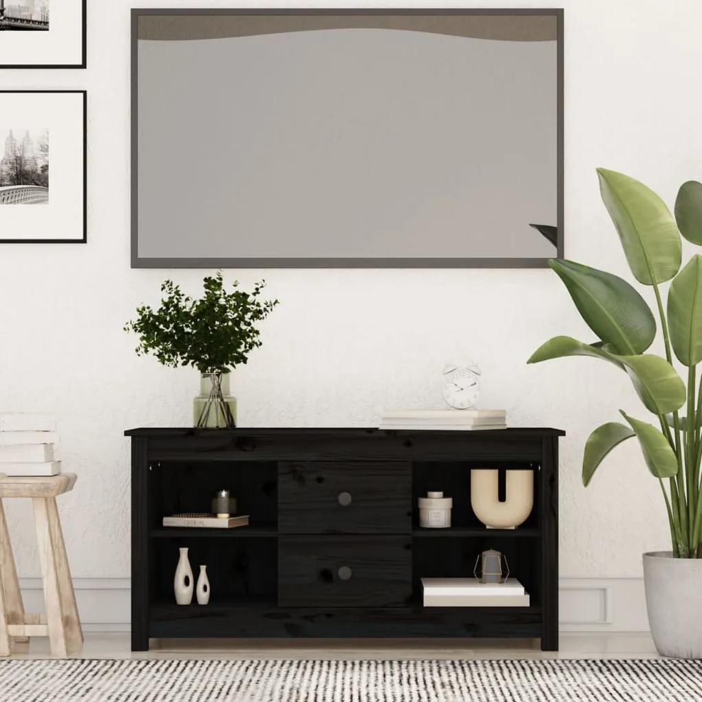 TV skrinka čierna 103x36,5x52 cm masívna borovica
