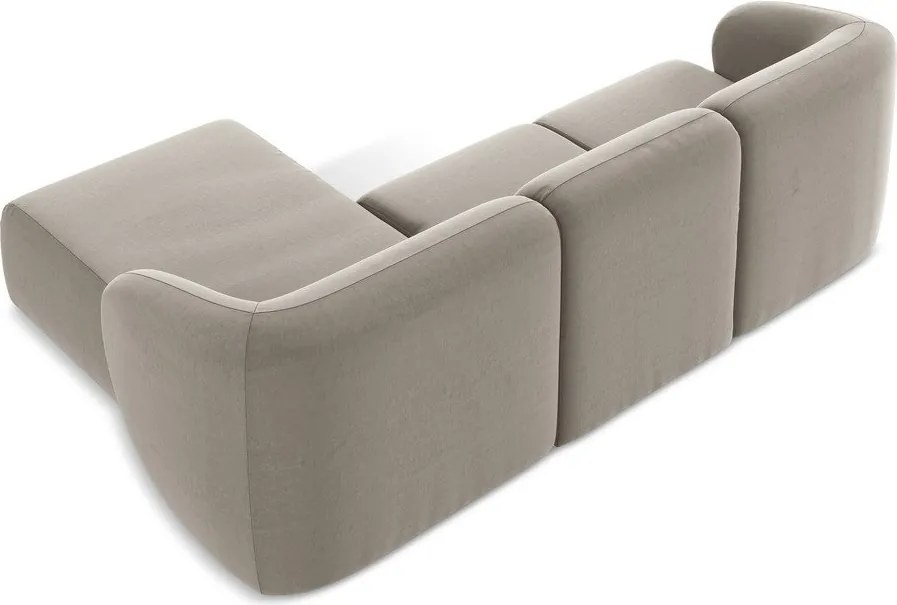 Svetlohnedá zamatová rohová pohovka (pravý roh/s leňoškou) Lani – Makamii