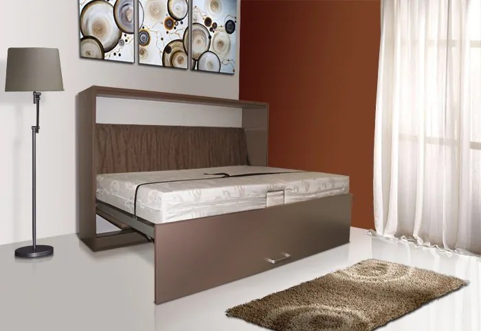 Sklápacia posteľ VS1056P, 200x90cm lamino: ořech, nosnost postele: standardní nosnost