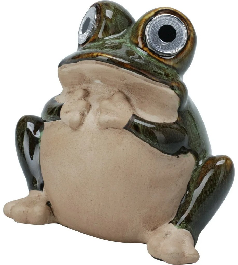 Solárna záhradná dekorácia Žaba, porcelán, 11 x 6,6 x 13,5 cm