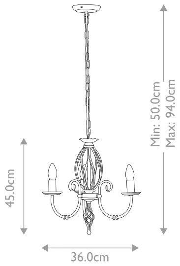 Elstead ART3-BLACK - Luster na reťazi ARTISAN 3xE14/60W/230V