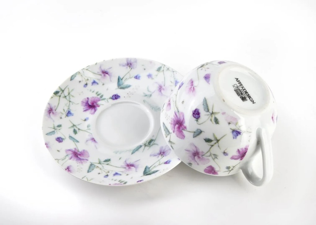 Mondex Porcelánová šálka s podšálkou Joy Purple 245 ml sada 2ks