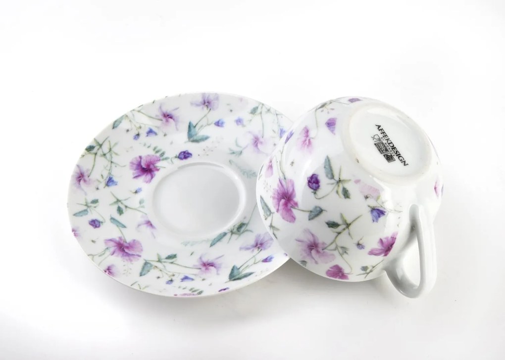 Porcelánová šálka s podšálkou Joy Purple 245 ml sada 2ks