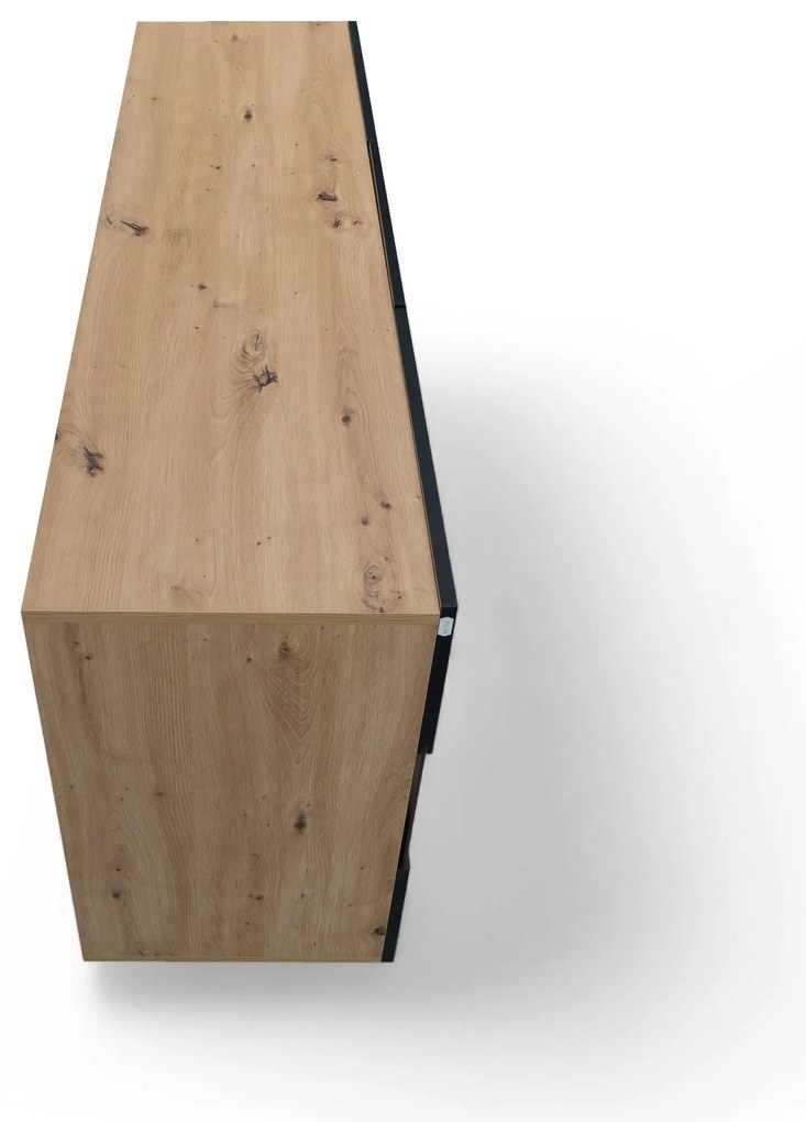 Komoda Baros 26 132 cm so zásuvkami - dub artisan / čierny mat