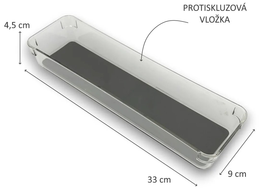 Organizér do šuplíku kuchyně i koupelny, příborník GREY 33 x 9 x 5 cm