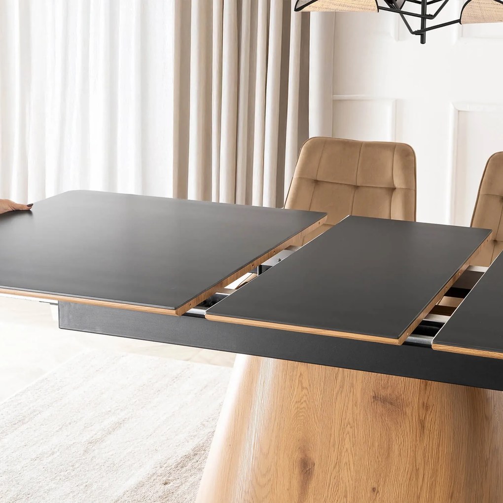 PROXIMA.store - Rozkladací jedálenský stôl LIZBONA FARBA: čierna, konštrukcia: dub