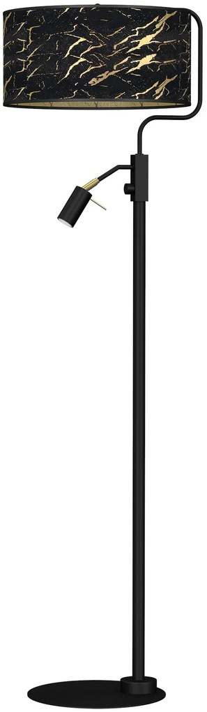 EUlight Stojacia lampa Senso, 1x čierne/zlaté textilné tienidlo + 1x čierne kovové tienidlo, b/g