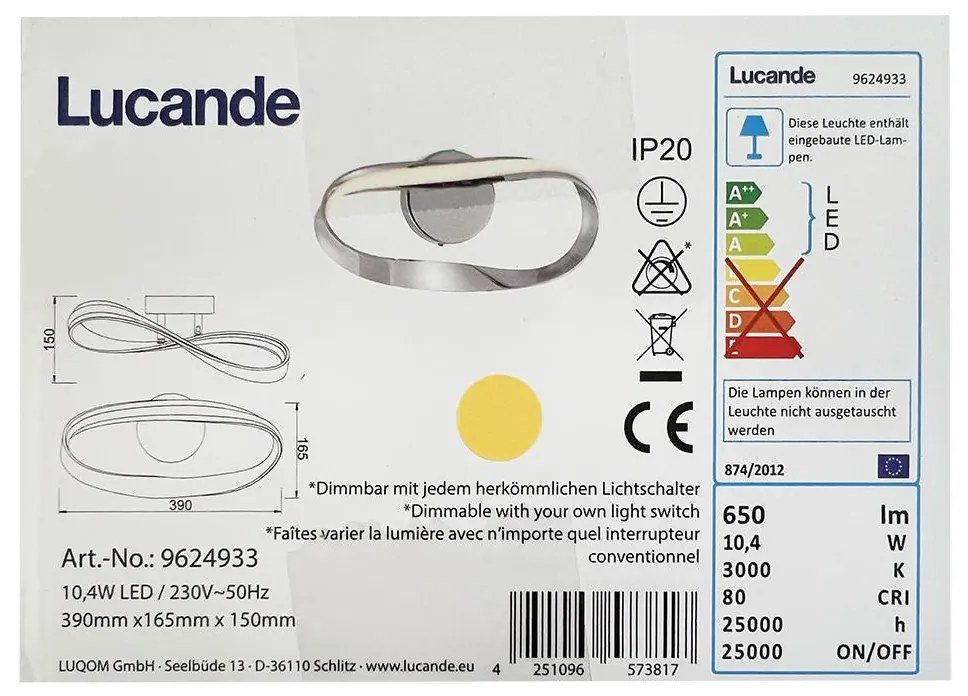 Lucande - LED Nástenné svietidlo XALIA LED/10,4W/230V LW0730