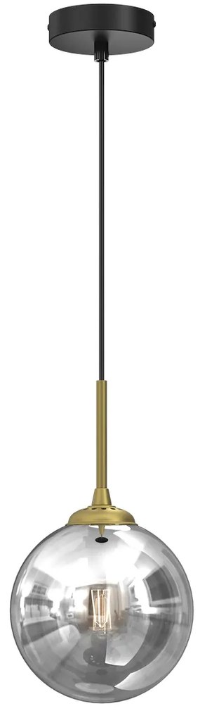 Závesné svietidlo Reflex, 1x grafitové sklenené tienidlo, (fi 17cm), b/g