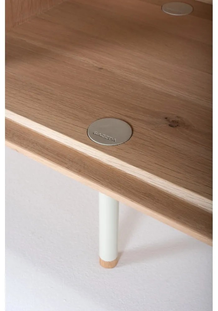 TV stolík z dubového dreva v bielo-prírodnej farbe 160x48 cm Fina – Gazzda