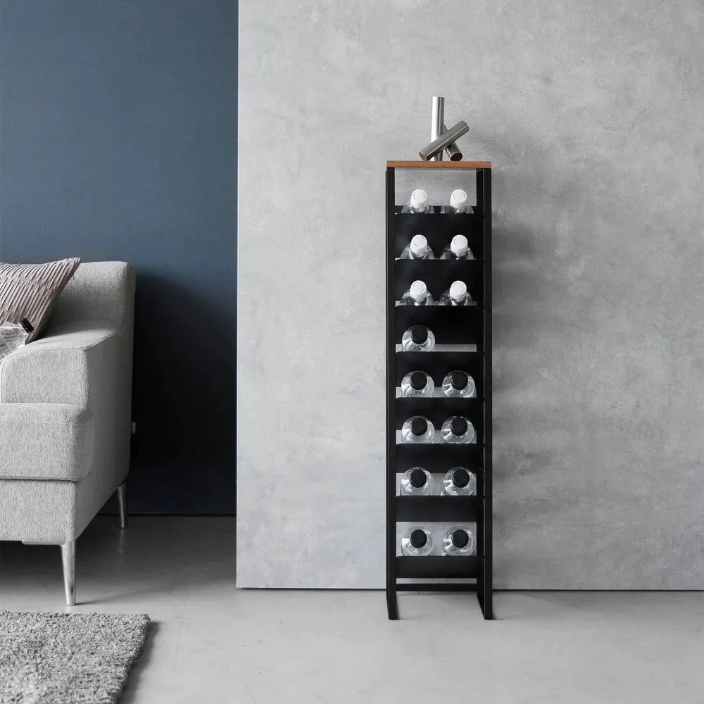 Čierny kovový regál na víno počet fliaš 16 20x88,5x19 cm Tower – YAMAZAKI