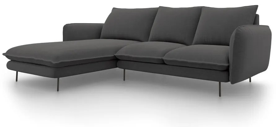 Tmavosivá rohová pohovka Cosmopolitan Design Vienna, ľavý roh