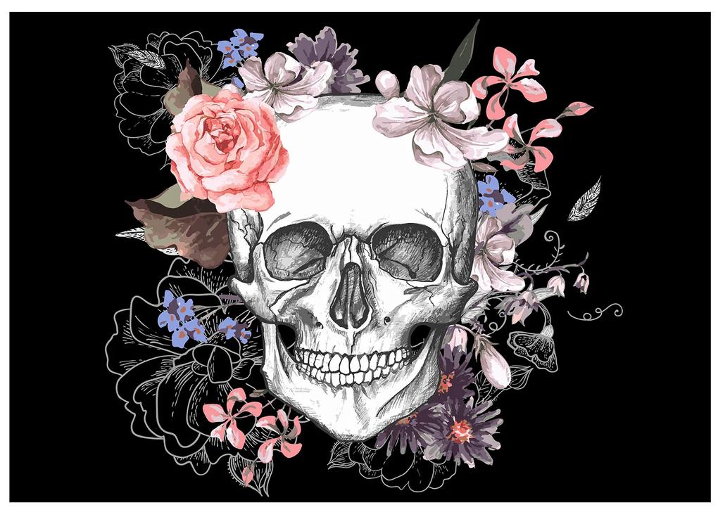 Artgeist Fototapeta - Skull and Flowers Veľkosť: 300x210, Verzia: Premium