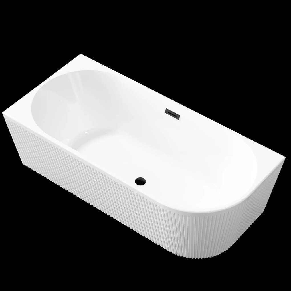 Invena Invena, voľne stojaca vaňa 170x80x58 cm, ľavá, biela lesklá, čierny prepad, INV-AN-02-14L-KPL