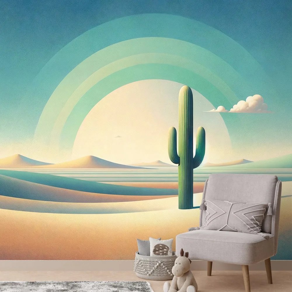 Tapeta pastelová púšť s kaktusom