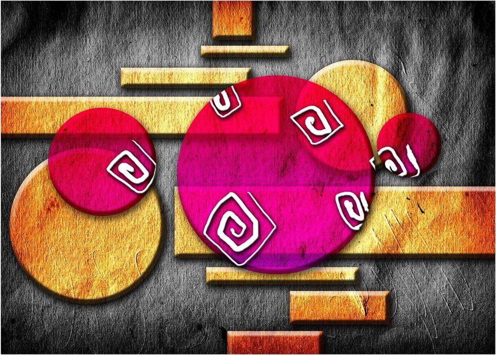 Abstraktný obraz s historickými symbolmi (70x50 cm)