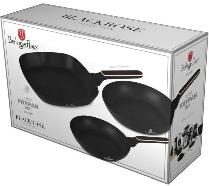BerlingerHaus Súprava panvíc s titánovým povrchom Black Rose, 3 ks