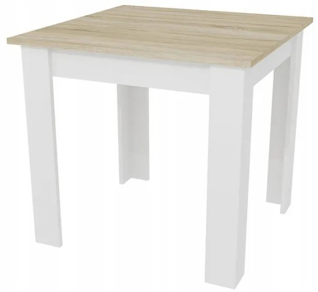 Jedálenský štvorcový stôl dub sonoma / biely so štyrmi stoličkami MARK sivé / hnedé