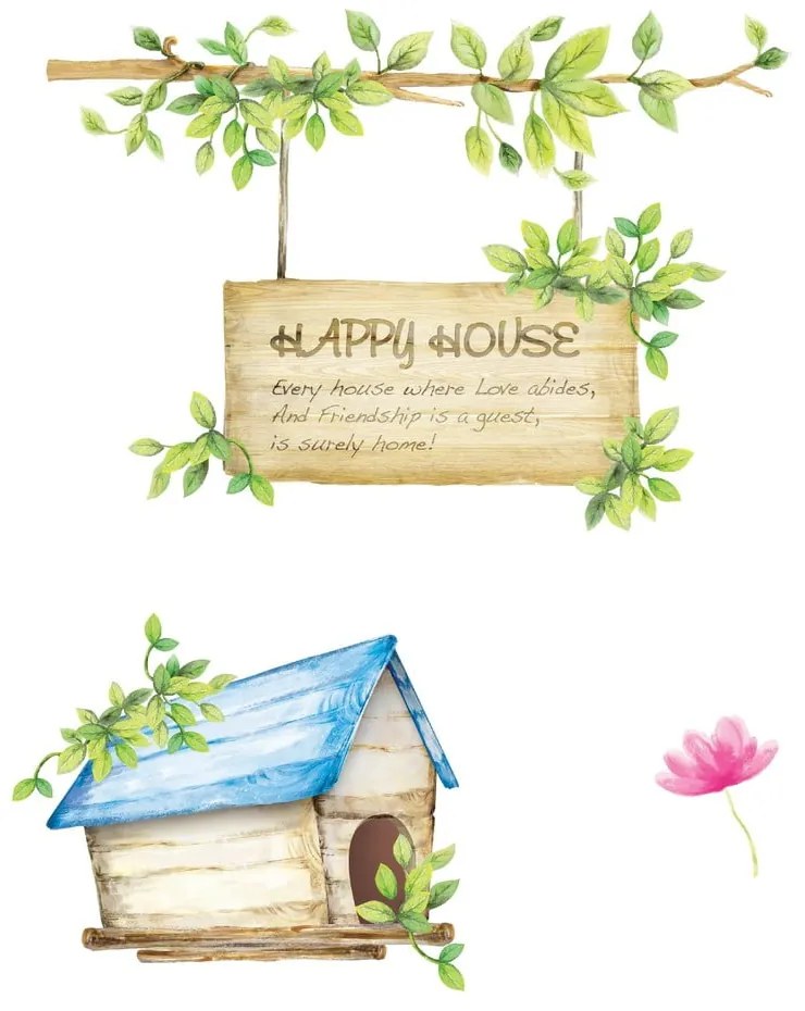Sada samolepiek Ambiance Happy House, 42 × 30 cm