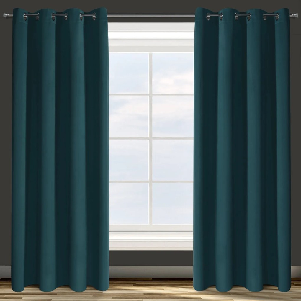 ZATEMŇOVACÍ ZÁVES NA KRÚŽKOCH PARISA 135X250 CM TMAVÁ TYRKYSOVÁ