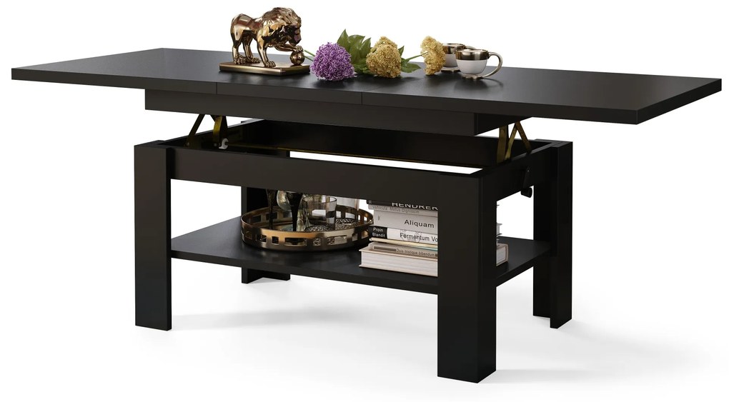 RIO Čierny matný - KONFERENČNÝ STOLÍK ROZKLADACÍ A ZDVÍHACÍ