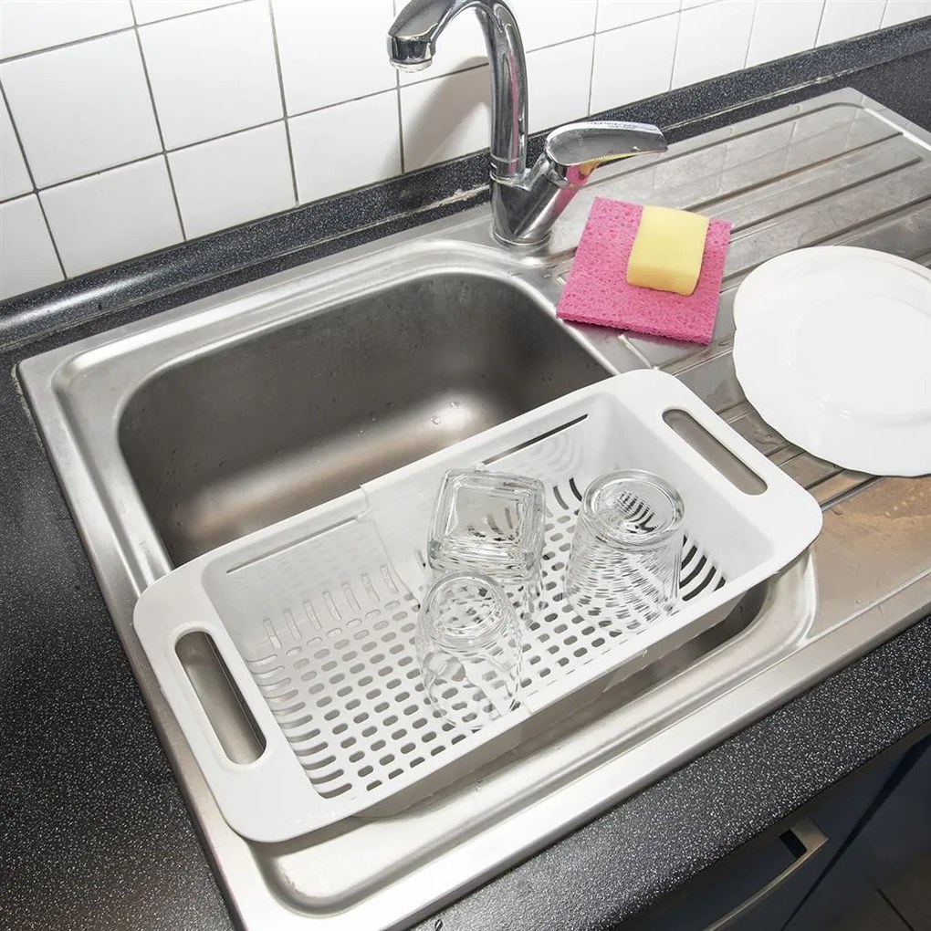 Orion Organizér do dřezu, posuvný, plast, bílý PAVO