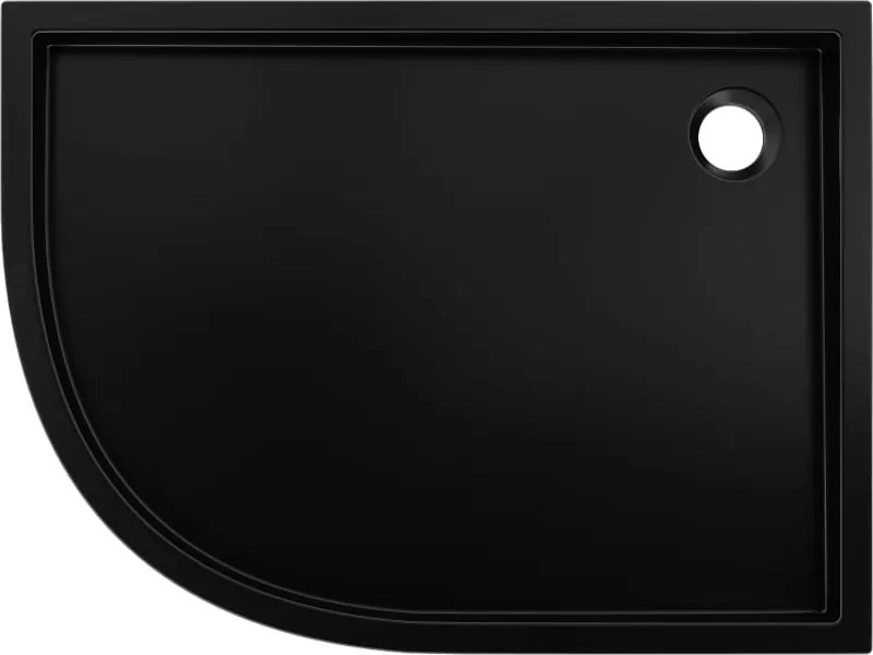 Mexen Flow+ asymetrický pravý štvrťkruhový sprchový kút 90 x 80 cm, čierna matná, 46Q708090RH