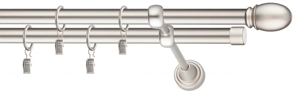 Dekorstudio Chrómová matná dvojradová garniža OVAL 19mm Dĺžka: 120cm, Typ uchytenia: Držiak dvojitý modern, Typ príslušenstva: Bez príslušenstva