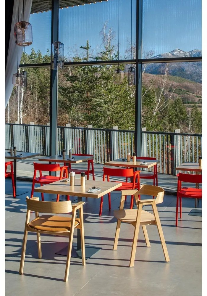 Jedálenská stolička s podrúčkami z dubového dreva v prírodnej farbe Flip – Gazzda