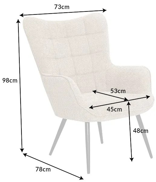 Kreslo Scandinavia champagne s taburetkou