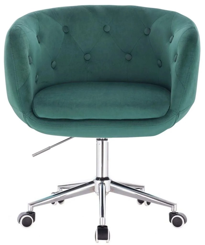 LuxuryForm DESIGN Kreslo MONTANA VELUR na striebornej podstave s kolieskami - zelené