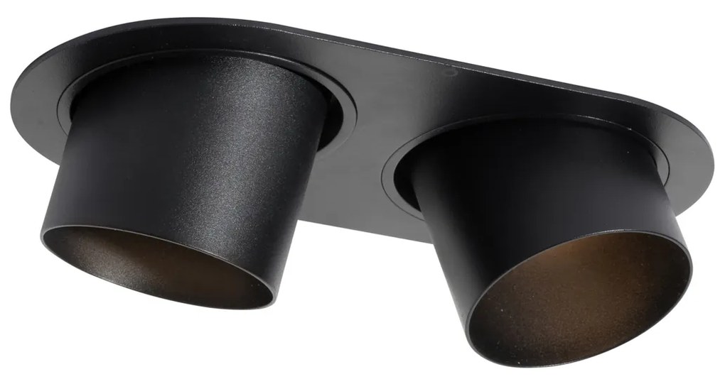 Okrúhle zapustené bodové svetlo čierne GU10 70 mm výkyvné 2-svetlo - Installa