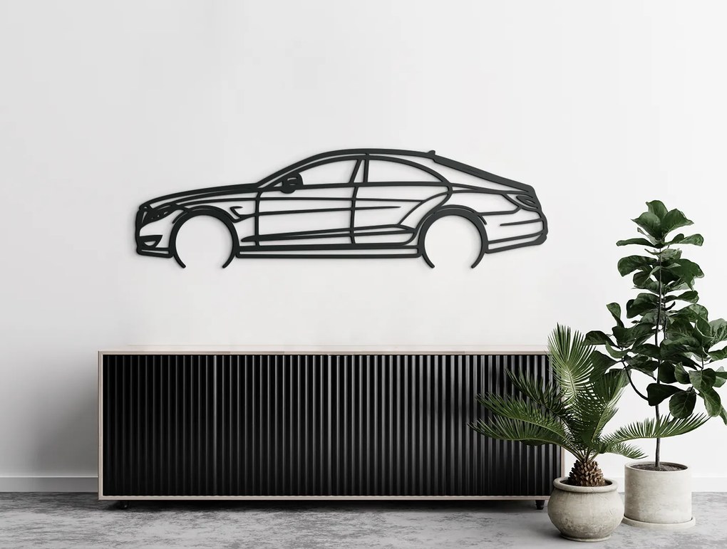 drevko Drevená nálepka na stenu Mercedes CLS63 AMG Rozmer obrazu: 25 x 86 cm, Farba dekorácie: Čierna