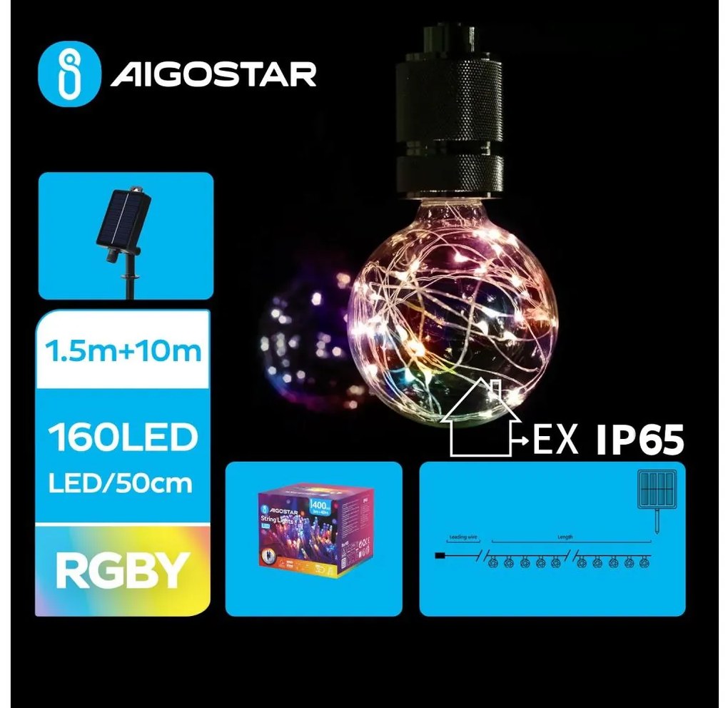 Aigostar - LED Solárna vianočná reťaz 20xLED/8 funkcií 11,5m IP65 multicolor
