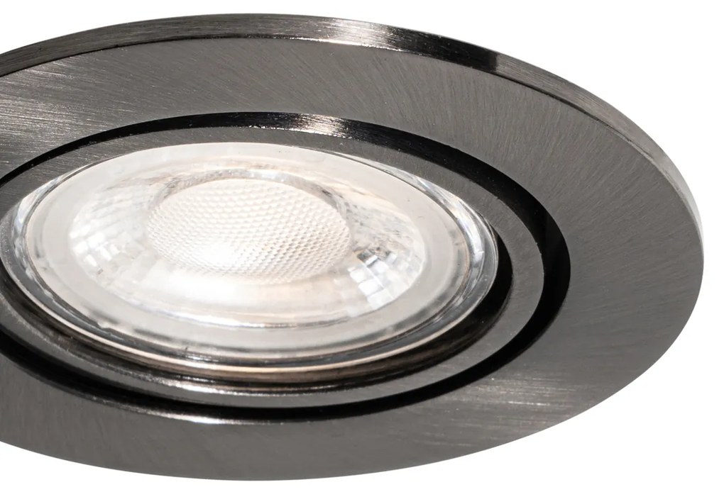 Set van 6 moderne inbouwspots gunmetal GU10 50mm rond kantelbaar - Cisco