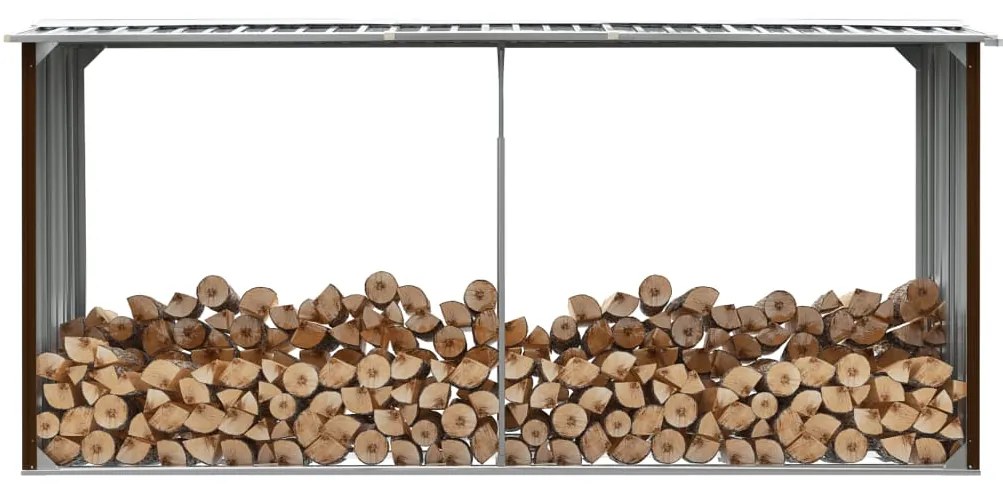 Záhradná kôlňa na drevo hnedá 330x92x153 cm galvanizovaná oceľ