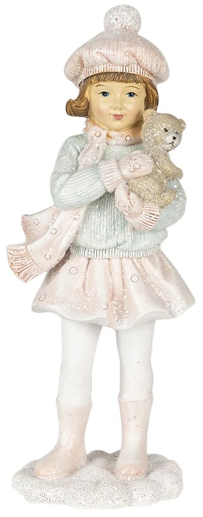 Vianočné dekoratívne soška dievčatká s psíkom - 11 * 7 * 21 cm