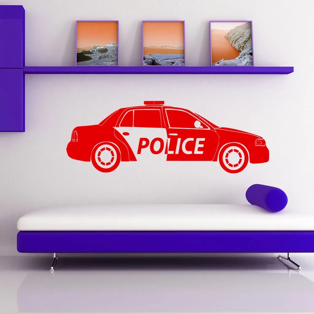 Veselá Stena Samolepka Policajné autíčko Farba: oranžová, Veľkosť: 60 x 19 cm